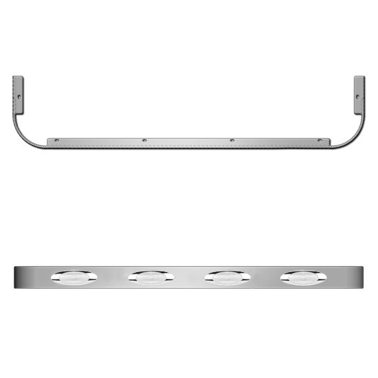 48 Inch Stainless Steel Sleeper Panels W/ 8 M1 LED Millennium Lights - Amber LED / Clear Lens For Peterbilt 365, 367, 378, 379, 384, 386, 388, 389