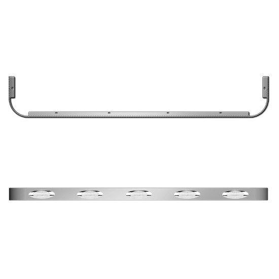 63 Inch Stainless Steel Sleeper Panels W/ 10 M1 LED Millennium Lights - Amber LED / Clear Lens For Peterbilt 365, 367, 378, 379, 384, 386, 388, 389, 567, 579