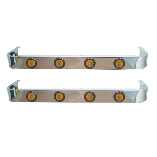3.5 X 36 Inch Stainless Steel Sleeper Panels W/ 8 - 2 Inch Amber LEDs