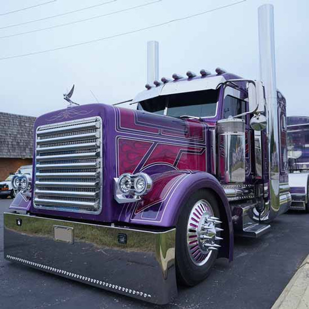 Stainless Steel 5 Inch Eagle Flange Chop Top Window Panels For Peterbilt 378, 379, 386, 388, 389 W/ Cab Mounted Mirrors