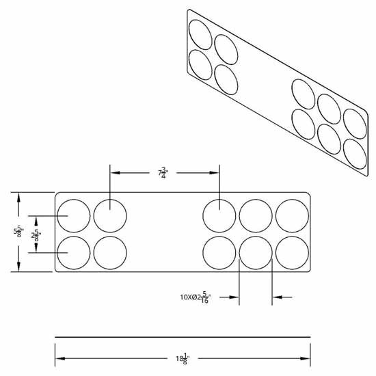 Stainless Steel Gauge Dash Panel Trim W/ 10 Round Holes, Passenger Side For Kenworth T60, T800, W900B, W900L