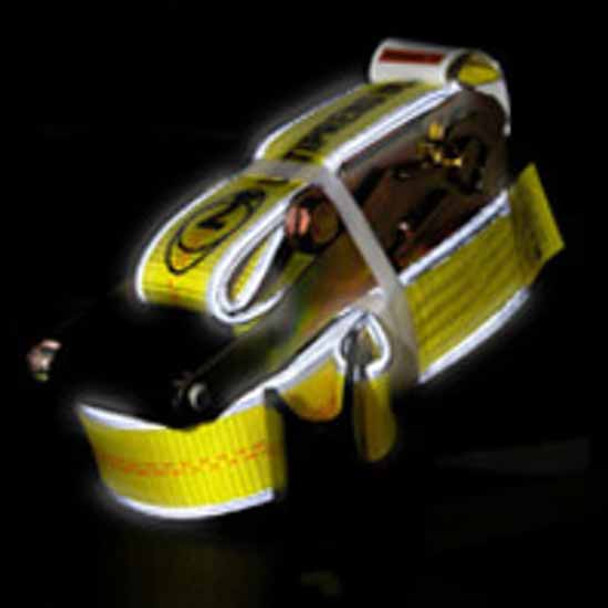 2 Inch x 30 Ft Yellow Polymer Reflective Ratchet Strap W/ Flat Hook 2 Inch x 30 Ft Yellow Polymer Reflective Ratchet Strap W/ Flat Hook
