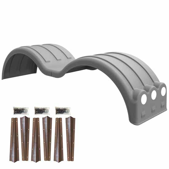 Minimizer Galvanized Poly Min1354 Tandem Axle Fender Kit W/ Light Box, Steel Mounting Brackets For A Tandem Axle Tractor Or Trailer With 53 Inch Axle Spread