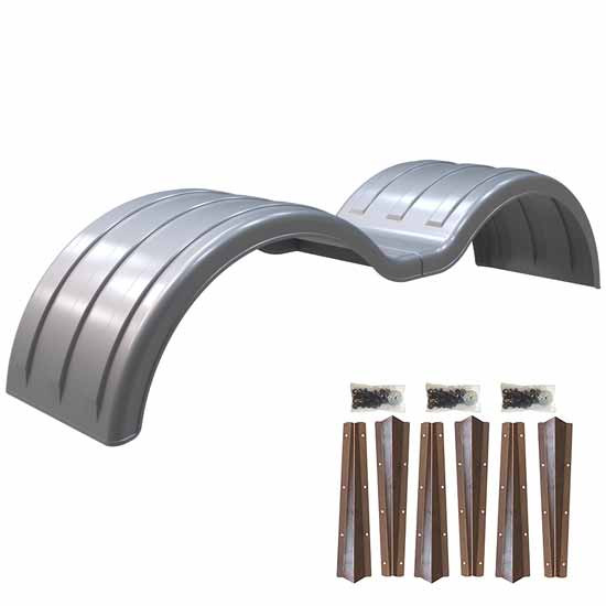 Minimizer Liquid Platium Poly Min1354 Tandem Axle Fender Kit W/ Steel Mounting Brackets For A Tandem Axle Tractor Or Trailer With 53 Inch Axle Spread