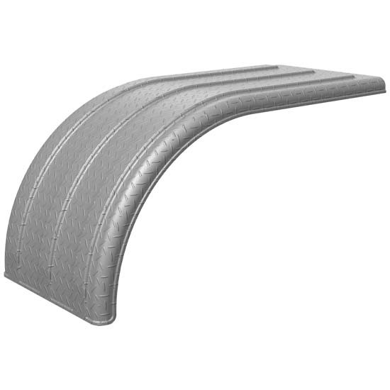 Minimizer Diamond Plate Silver Poly Brute 106 Inch Tandem Axle Fender For 22.5 Or 24.5 Inch Dual Tires