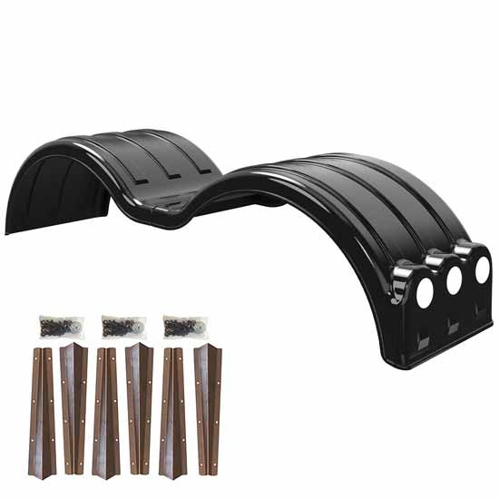 Minimizer Carbon Fiber Poly Min1354 Tandem Axle Fender Kit W/ Light Box, Steel Mounting Brackets For A Tandem Axle Tractor Or Trailer With 53 Inch Axle Spread