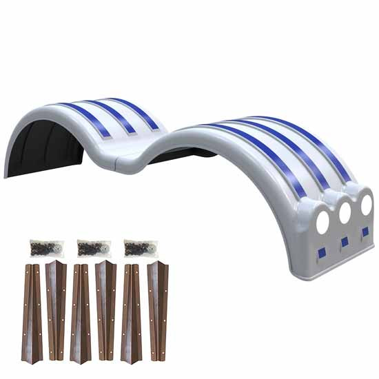 Minimizer Paintable Poly Min1354 Tandem Axle Fender Kit W/ Light Box, Steel Mounting Brackets For A Tandem Axle Tractor Or Trailer With 53 Inch Axle Spread