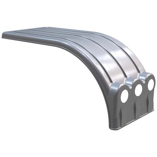 Minimizer Liquid Platium Poly Brute Full Rear 53 Inch Fender Section W/ Light Box For Tandem Axles