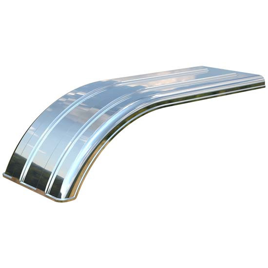 Minimizer Silver Mirror Finish Poly Super Single Half Or Full 49 Inch Fender Section For Wide-Base Tires On Tandem Axle W/ 52 - 54 Inch Axle Spacing