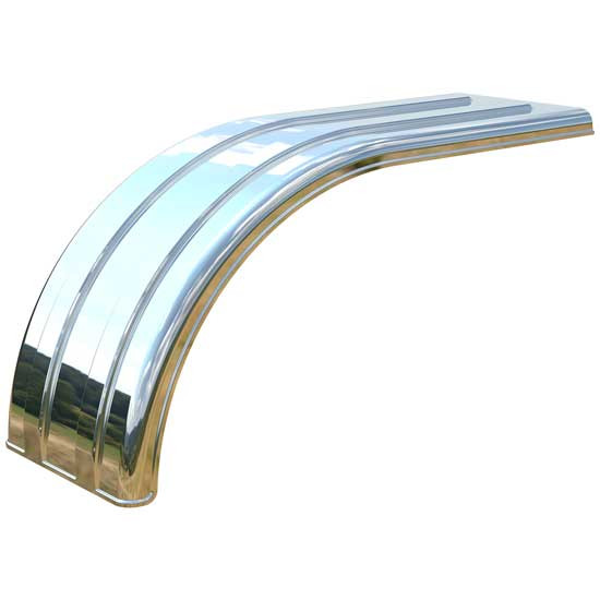 Minimizer Silver Mirror Finish Poly Super Single Half Or Full 52 Inch Fender Section For Wide-Base Tires On Tandem Axles As A Half Or Tandem Fender