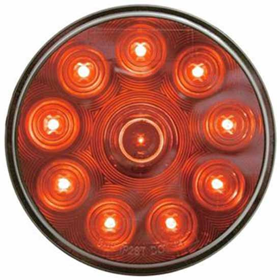 10 LED 4 Inch Auxiliary Light - Red LED W/ Chrome Lens