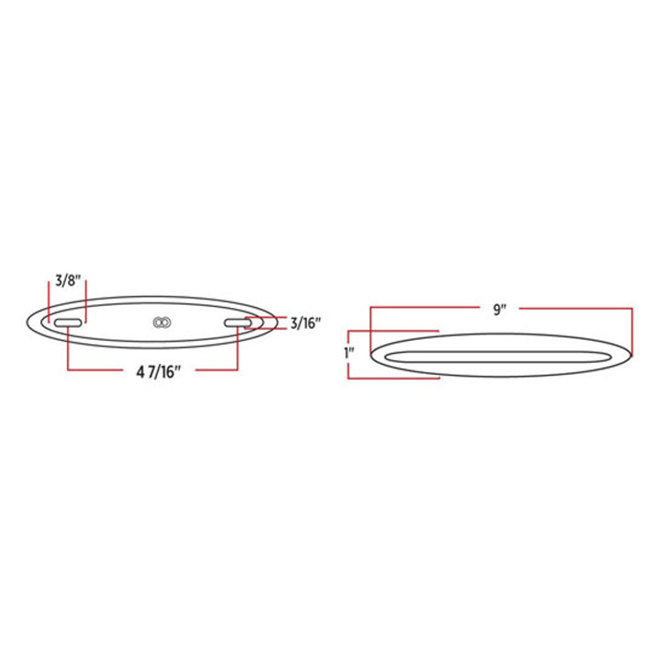 9 Inch Slim Flatline 14 LED Marker Light W/ Chrome Bezel - Amber LED/ Clear Lens