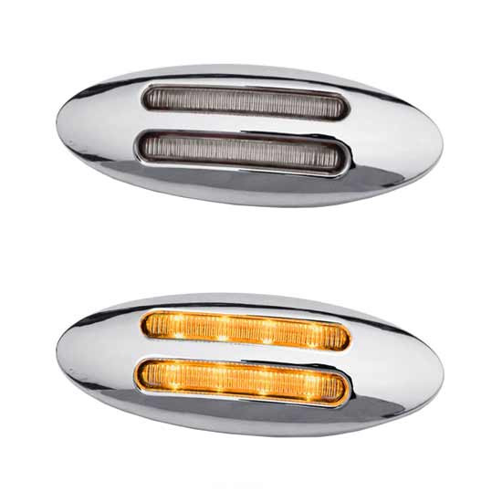 1.375 X 3.5 Inch Flatline Amber LED Light W/ 8 Diodes & Clear Lens