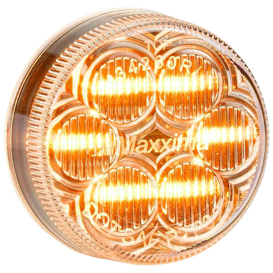 Maxxima 2 Inch Round Amber 6 Diode LED Clearance & Marker Light Clear Lens
