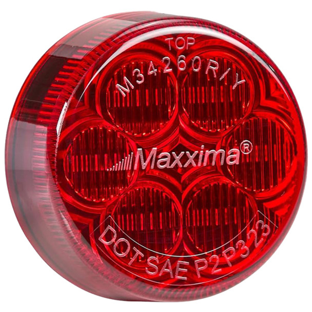 Maxxima 2 Inch Round 6 Diode Vantage Flat Clearance/Marker Light - Red LED / Red Lens