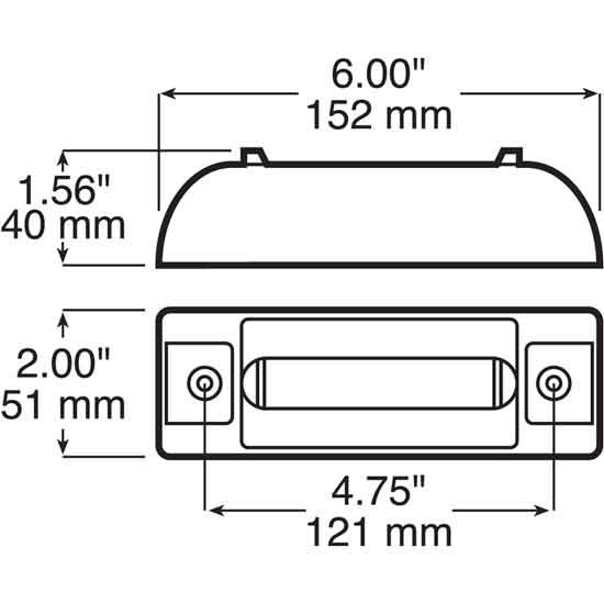 2 X 6 Inch 6 Diode Red LED 187 Marker Light