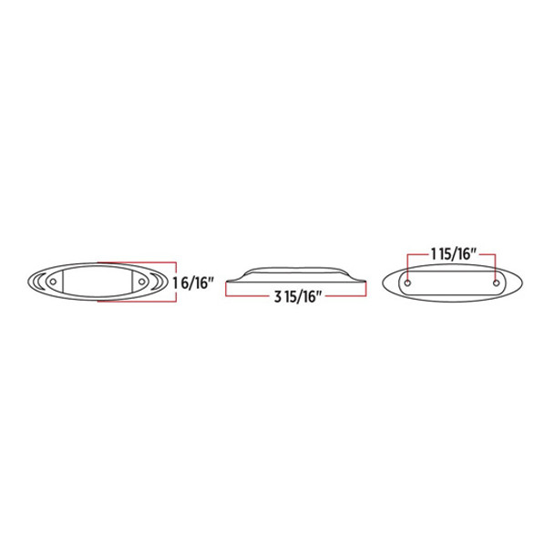 2 X 1 Inch 6 Diode Red LED Red Lens Clearance & Marker Light