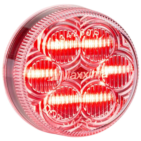 Maxxima 2 Inch Round 6 Diode Red LED Clearance & Marker Light Clear Lens