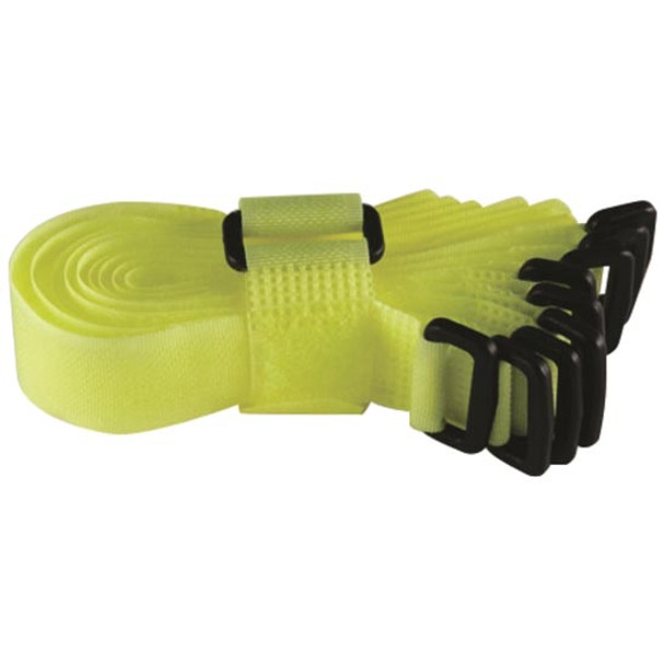Neon Yellow Hook And Loop Velcro Strip Tie Fastener W/ Buckle, 8 Inch - 8 PCS Neon Yellow Hook And Loop Velcro Strip Tie Fastener W/ Buckle, 8 Inch - 8 PCS