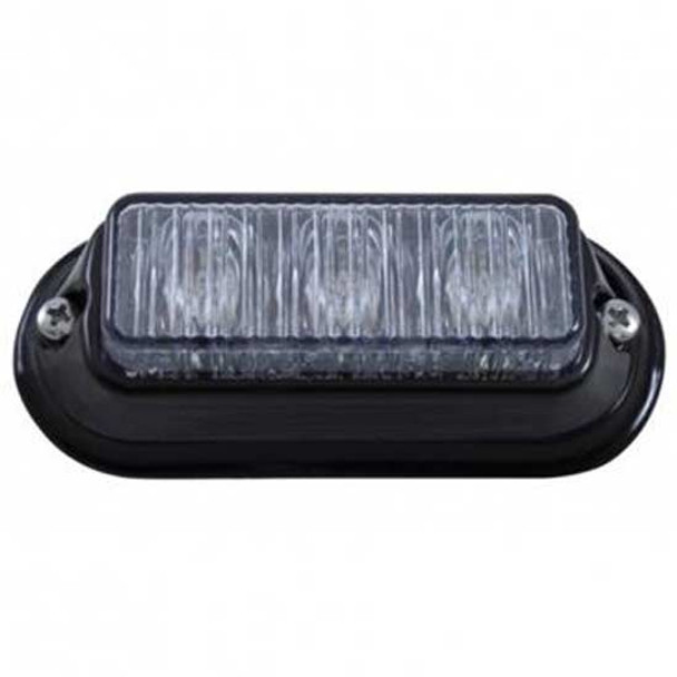 3 LED Warning Light W/ Black Bezel - White LED 3 LED Warning Light W/ Black Bezel - White LED