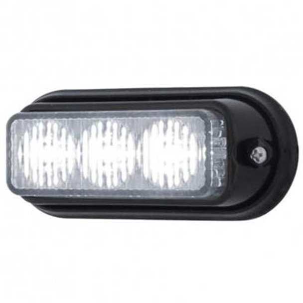 3 LED Warning Light W/ Black Bezel - White LED 3 LED Warning Light W/ Black Bezel - White LED