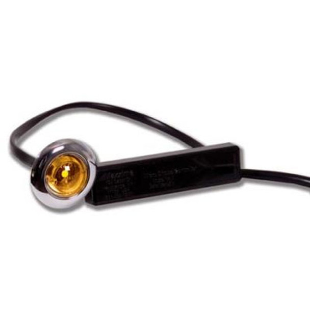 Maxxima Round Amber LED Micro Strobe Light W/ Stainless Steel Bezel & Amber Lens