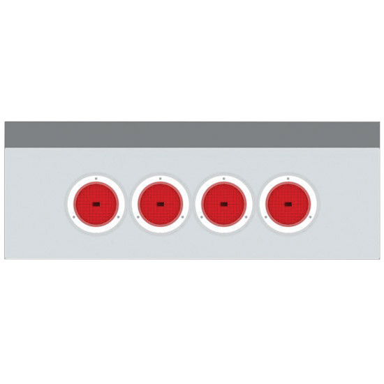 Stainless Steel Shock Box Cover W/ 4 - 4 Inch Red/Red LEDs, Bezels For Peterbilt 387, 587