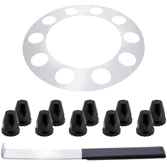 Plastic Matte Black Rear Axle Cover Kit W/ Wheel Protector Film, Thread-On Nut Covers And Top Cover Removal Tool