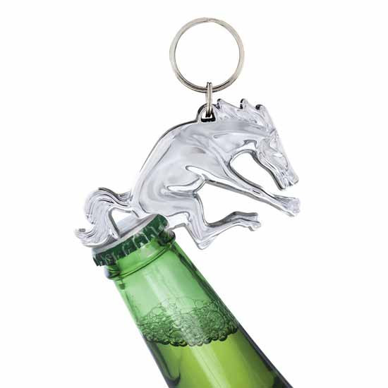 Chrome Bucking Horse Key Chain With Bottle Opener