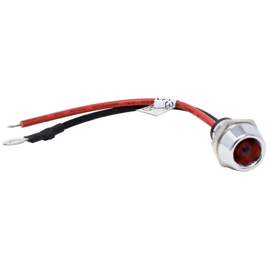 Chrome Red LED Dash Indicator Light with 20AWG leads