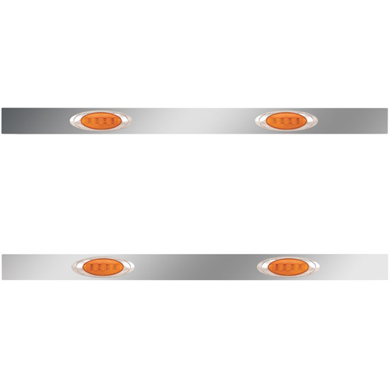 2.5 X 44 Inch Sleeper Panel W/ 2 P1 Amber/Amber LED Lights For Peterbilt 567, 579 W/O Extenders - Pair