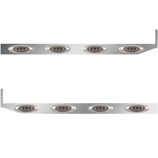 2.5 X 44 Inch Sleeper Panel W/ 4 P1 Amber/Smoked LED Lights For Peterbilt 567, 579 - Pair