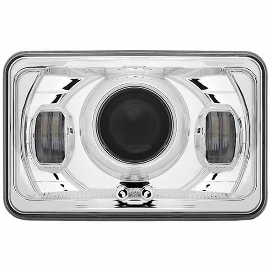 4X6 Inch Low Beam LED Projector Headlight W/ Blue Backlit Auxiliary, 3000 Lumens