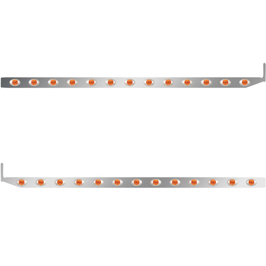 2.5 X 72 Inch Sleeper Panel W/ 13 P3 Amber/Amber LED Lights For Peterbilt 567, 579 - Pair