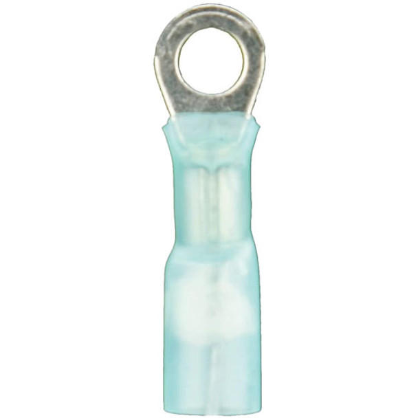 16 - 14 AWG Blue Heat Shrink Terminal Ring For 3/8 Inch Stud