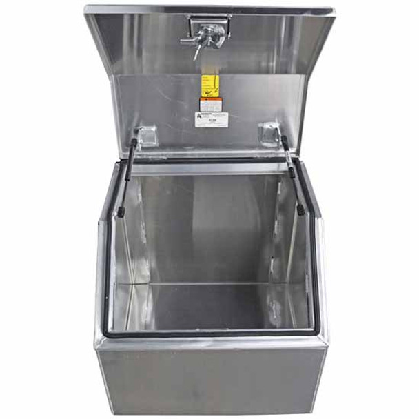 Merritt 22 X 21 Inch Top Opening Smooth Aluminum Saddle Box With Diamond Plate Door, No Step