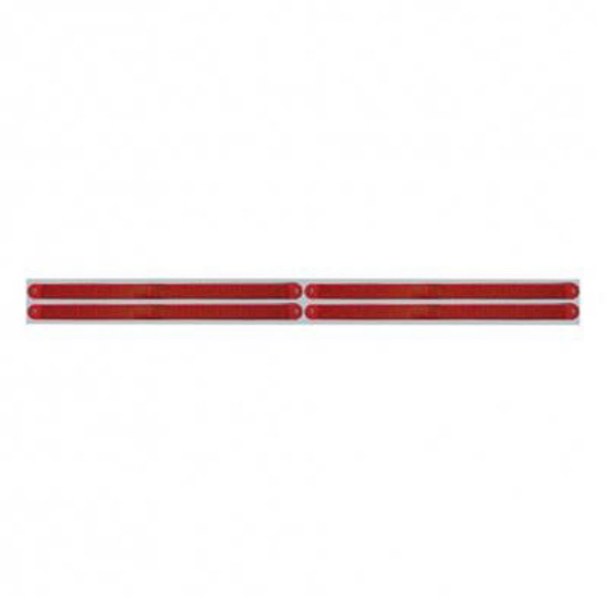 Chrome Top Mud Flap Plate W/ Four 14 LED 12 Inch Light Bars Red LED