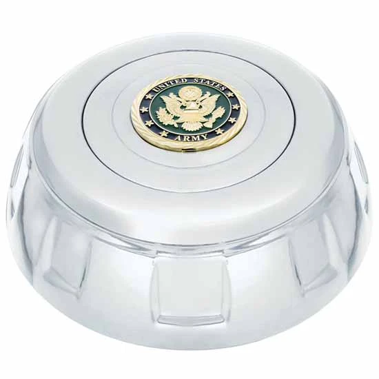 Aluminum Wheel Horn Button W/ US Military Medallion