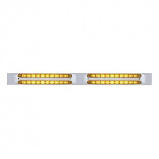 Chrome Top Mud Flap Plate With Four 10 LED 9 Inch Light Bars Amber LED