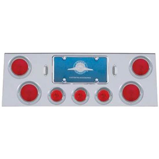 34 Inch SS Rear Center Panel W/ Four 4 Inch and Three 2 1/2 Inch Beehive Lights