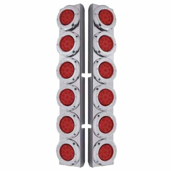 SS Rear Air Cleaner Bracket W/ Twelve 9 LED 2 Inch Reflector Lights & Bezel Option For Peterbilt 378, 379