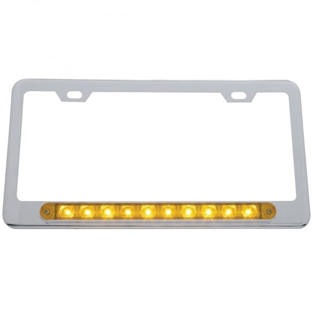 Chrome Plastic License Plate Frame W/ Lower LED Light Bar