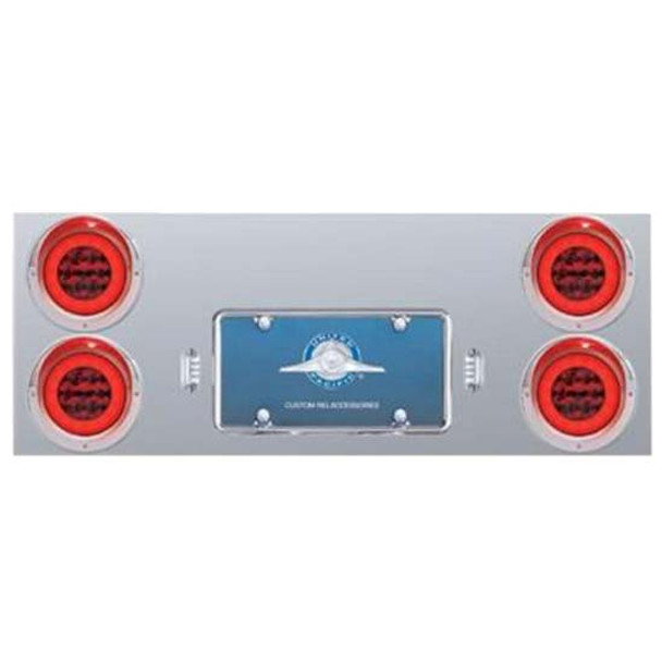 Stainless Steel 33 3/4 Inch Rear Center Panel W/ Four 21 LED 4 Inch Glo Lights And Bezel Option
