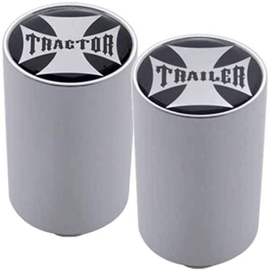 3 Inch Chrome Air Valve Knobs W/ Maltese Cross Sticker, Screw On