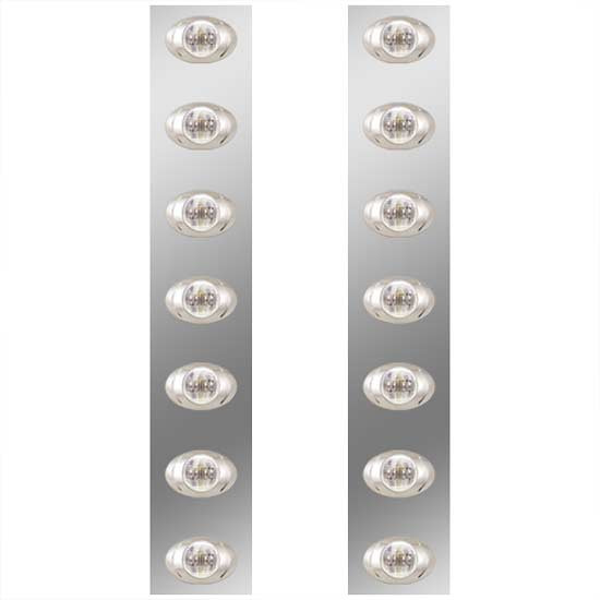 Peterbilt 379, 388, 389 22 Inch Stainless Steel Front Air Cleaner Panels W/ 14 M3 Lights