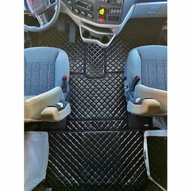 Black Eco Leather Floor Mat Set - 5 Piece For Peterbilt 579 Black Eco Leather Floor Mat Set - 5 Piece For Peterbilt 579