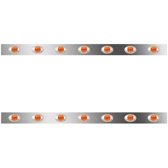 4 Inch SS Sleeper Panels W/ 14 Amber/Amber P3 LEDs For Peterbilt W/ 48/58 Inch Unibilt Sleeper