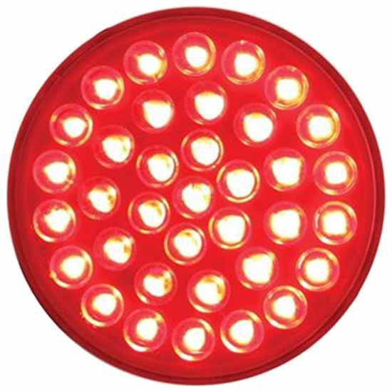4 Inch Red 36 LED Stop, Turn, Tail Round Light W/ Lens Options