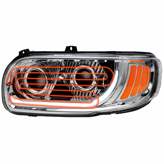 LED Projector Headlight With Chrome Or Black Interior For Peterbilt 389 & 389 Glider