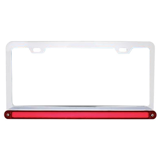 Chrome License Plate Frame W/ 12 Inch  GloLight Bar